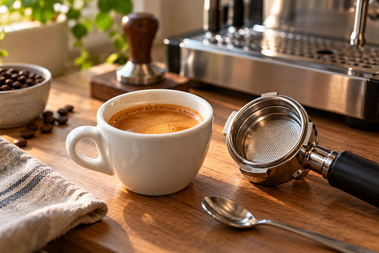 Brewing espresso with a scale to measure beverage yield